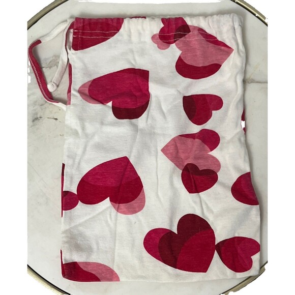 Pajama Essentials Travel Bag Hearts Drawstring Lightweight Pack Lingerie Jewelry - Picture 2 of 2